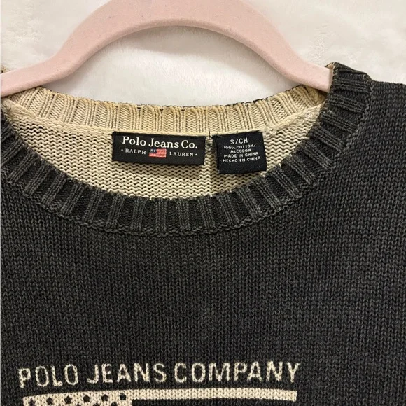 Vintage Polo  Jeans Company Ralph Lauren U.S.A. American Flag Sweater Size S - Picture 3 of 7